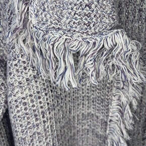 Chicos Structured Cardigan Sweater, marled yarn with FRINGE - Picture 4 of 6